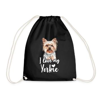 Yorkshire Terrier I Love My Yorkie funny saying - Drawstring Bag - black - Front