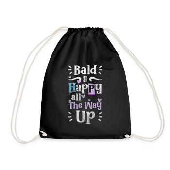 bald bald head plate man problem - Drawstring Bag - black - Front