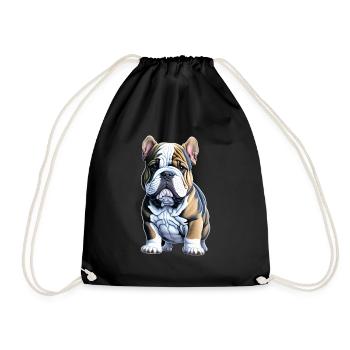 Mignon chiot bouledogue - Sac de sport léger - noir - Devant