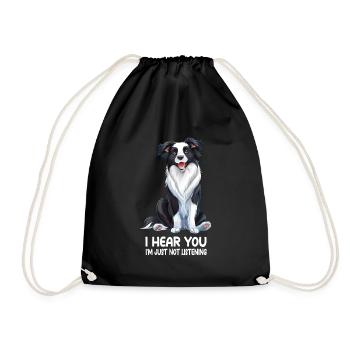 Border Collie - Drawstring Bag - black - Front