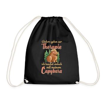 Capybaras Therapie Wasserschwein Mädchen Geschenk - Turnbeutel - Schwarz - Vorne