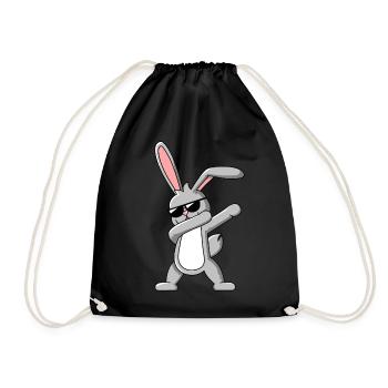 Dabbing Rabbit - Funny Dab Dance Easter Design - Drawstring Bag - black - Front