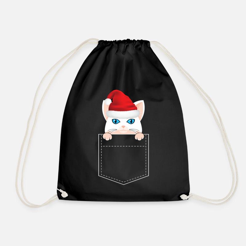 Weihnachtskatze - Turnbeutel - Schwarz