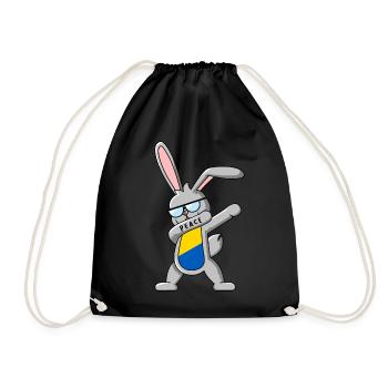 Dabbing bunny danse elle-même jaune et bleu - Sac de sport léger - noir - Devant