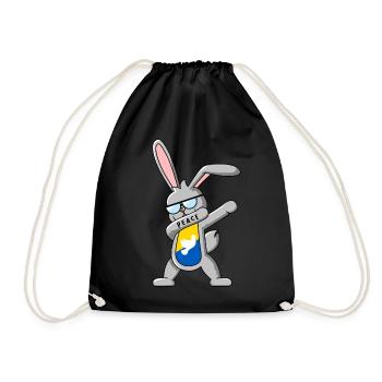 Rabbit dances DAB for peace in Ukraine - Drawstring Bag - black - Front