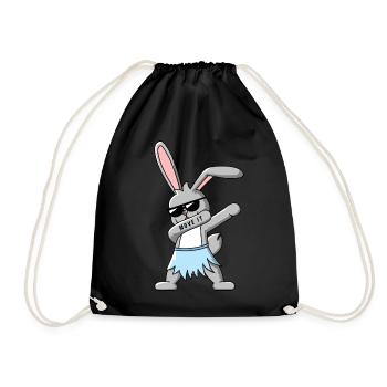 Dabbing Hase mit Hawaii Rock Design Geschenkidee - Turnbeutel - Schwarz - Vorne