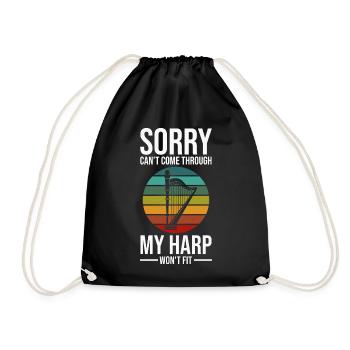Harfe Musikinstrument Harfenist Orchester Geschenk - Turnbeutel - Schwarz - Vorne