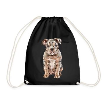 OLD ENGLISH BULLDOG Dog Dogs Bulldog - Drawstring Bag - black - Front