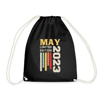May 2023 - Birthday gift born in May 2023 May - Drawstring Bag - black - Front