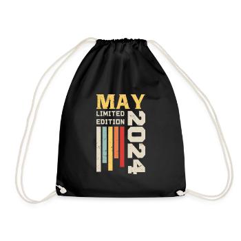 May 2024 - Birthday gift born in May 2024 May - Drawstring Bag - black - Front
