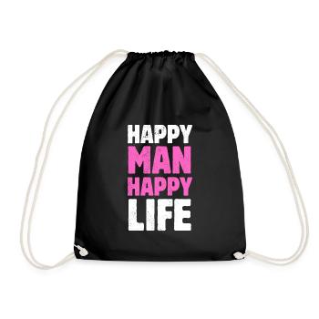 Happy Man Happy Life Husband Happy Life - Drawstring Bag - black - Front