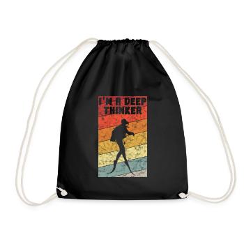 I'm a depp Thinker Diver Diving Diver Retro - Drawstring Bag - black - Front