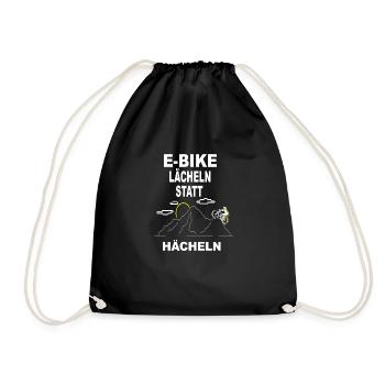 Lustiger Radfahrer Spruch Radsportler E-Bike - Turnbeutel - Schwarz - Vorne