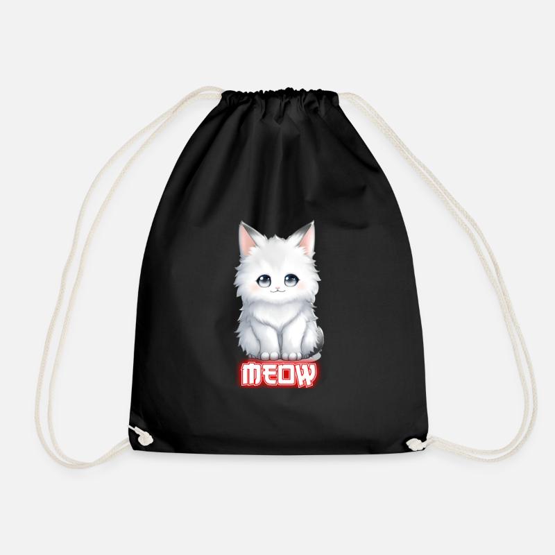 Meow! Cute Kitten for Clothing & Accessories - Drawstring Bag - black