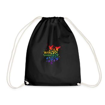 100% lesbian,tauben taube,graffiti,LGBT,bunt - Turnbeutel - Schwarz - Vorne