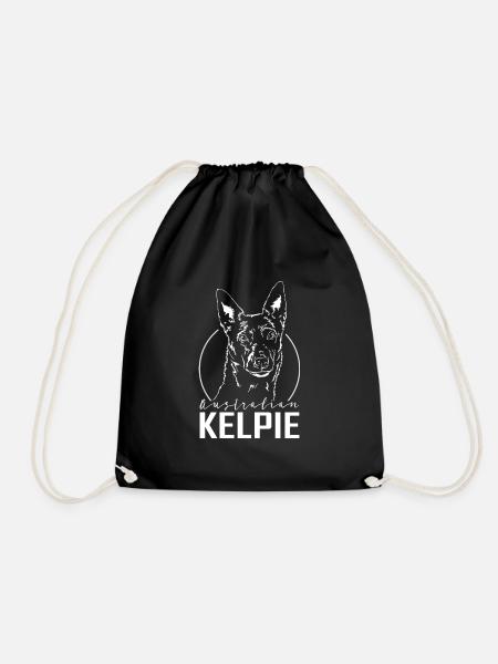 Wilsigns AUSTRALIAN KELPIE Hütehund Hundeportrait - Turnbeutel - Schwarz