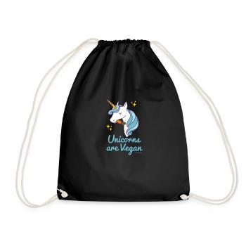 Unicorn T-shirt - Unicorns are Vegan (Blue) - Drawstring Bag - black - Front