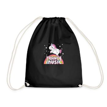 Cool Ironic Trance Music Music Unicorn - Drawstring Bag - black - Front