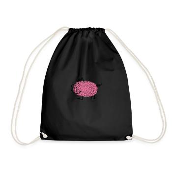 porcs rose fantaisie de l'empreinte digitale - Sac de sport léger - noir - Devant