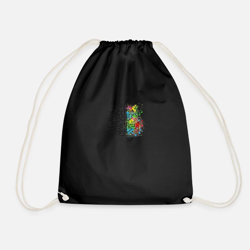 Creative or logich in the brain - Drawstring Bag - black