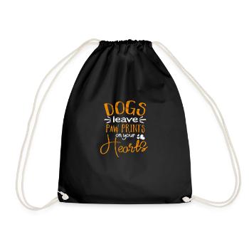 Distressed - dogs leave impressions in the heart - Drawstring Bag - black - Front