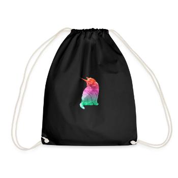 Einhorn Katze Geschenk - Turnbeutel - Schwarz - Vorne