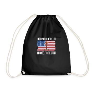 USA Flag Jesus Cross - Drawstring Bag - black - Front