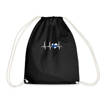 I LOVE ekg heartbeat Finland finland - Drawstring Bag - black - Front