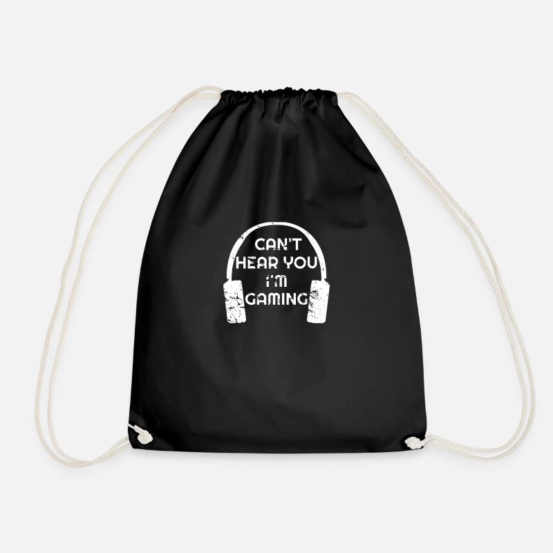 Cant hear you on gaming - Drawstring Bag - black