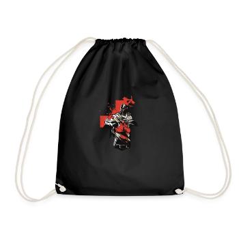 Knight medieval armor Templar sword - Drawstring Bag - black - Front