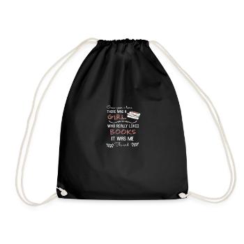Reading book books girl - Drawstring Bag - black - Front