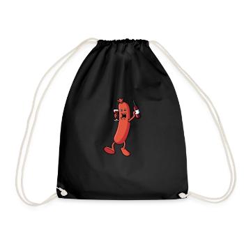 Sausage that drinks wine - Drawstring Bag - black - Front