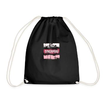 Singapore Vacation Souvenir Abstract Artistic - Drawstring Bag - black - Front