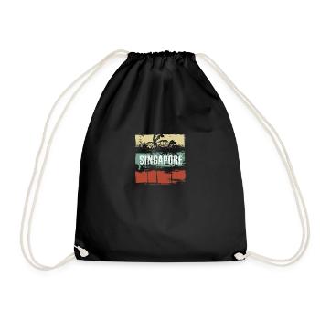 Singapore Artistic Vacation Souvenir Abstract - Drawstring Bag - black - Front
