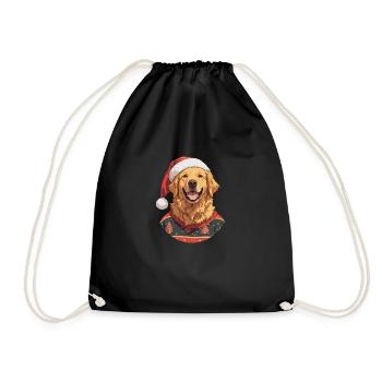 Christmas motif with a Golden Retriever - Drawstring Bag - black - Front