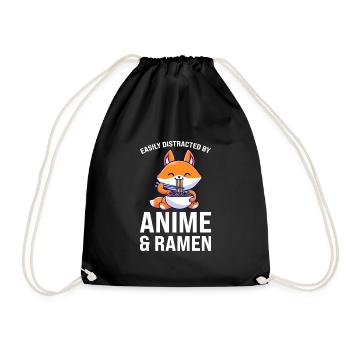 Anime Anime ramen bubble tea corgie Ramen merch Ge - Turnbeutel - Schwarz - Vorne
