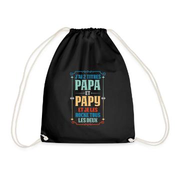 Papa & Opa Familie Vater Geschenk - Turnbeutel - Schwarz - Vorne
