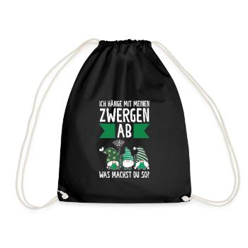 Garten-arbeit Gnome Gartenbau Geschenk - Turnbeutel - Schwarz - Vorne