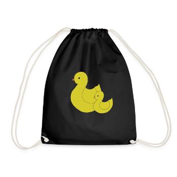 Duck mom and baby - Drawstring Bag - black - Front
