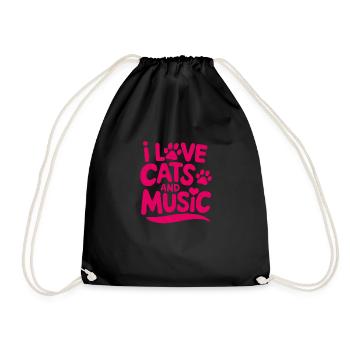 J’adore les chats et la musique - Sac de sport léger - noir - Devant