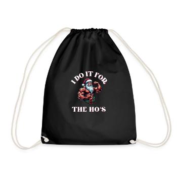 I Do It For The Ho's Funny Adult Joke Christmas - Drawstring Bag - black - Front