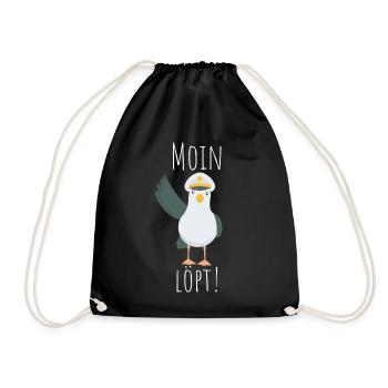 Moin Löpt - Turnbeutel - Schwarz - Vorne