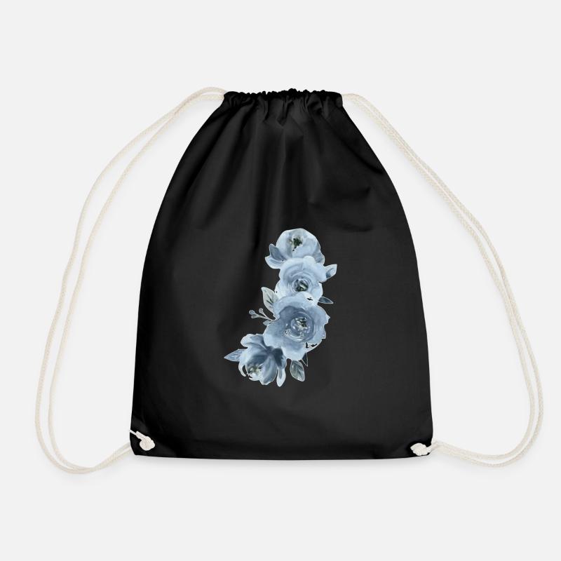 Blaue Blumen - Turnbeutel - Schwarz