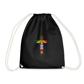 Portugal Flag Used Look Portuguese Flag - Drawstring Bag - black - Front
