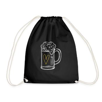 Papa Bier Herz Geschenk Vater - Turnbeutel - Schwarz - Vorne