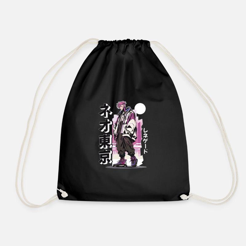 Pink Hair Man Anime - Drawstring Bag - black