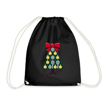 TennisThemed Christmas Tree Design - Drawstring Bag - black - Front