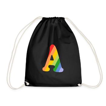 Buchstabe A Regenbogen - Turnbeutel - Schwarz - Vorne