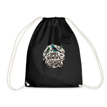 "Spot, Identify, Repeat" slogan - Drawstring Bag - black - Front