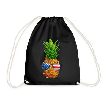 Pineapple 4th of July American Flag USA - Turnbeutel - Schwarz - Vorne